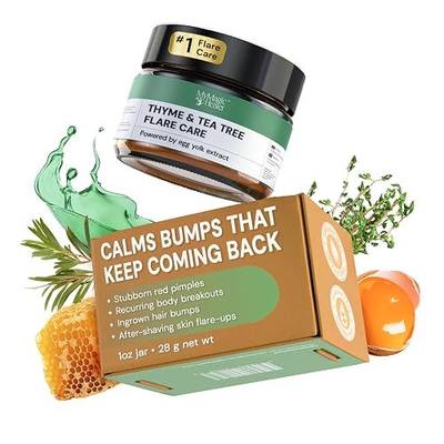 MyMagicHealer Thyme & Tea Tree Flare Care | Multipurpose Solution for Breakout-Prone Skin, Ingrown Hair, Razor & Body Bumps | Tea Tree Oil Salve for Bumpy & Textured Skin 1 oz