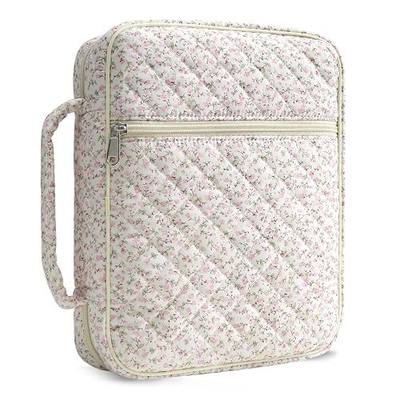 WOBAGMEN Bible Cover Case for Women,Large Bible Tote Bags Organizer Quilted Carrying Case for Girls,Bible Study Supplies Accessories Christian Gifts for Women (Pink Floral, M)