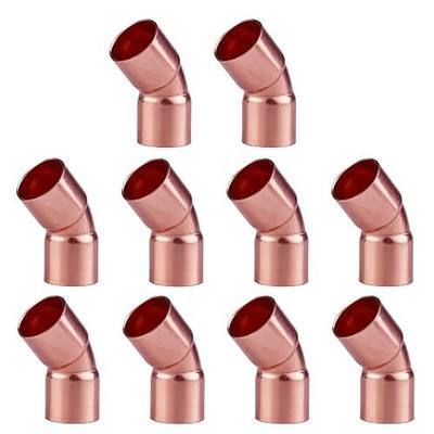 10-Pack 3/4 inch Plumbing Solder Copper 45 Degree Elbow | 3/4" C x C Lead-Free Heavy Duty Copper Tube Fittings for Sweat Solder Connection, NSF 61 Certified