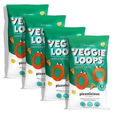 Little Spoon Pizzalicious Veggie Loops, Chickpea and Spinach Snack, 4 Pack | Baked Not Fried, Avocado Oil, Hidden Veggies, Tastier Snacks for Kids 4+ Years, 3g Protein, Gluten-Free