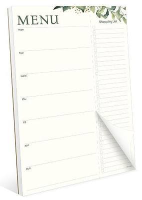 Weekly Meal Planner with Tear Off Shopping List Magnetic Notepad, Size 8" x 11.5", Meal Planning and Grocery List Notepad for Fridge, Eucalyptus Design.