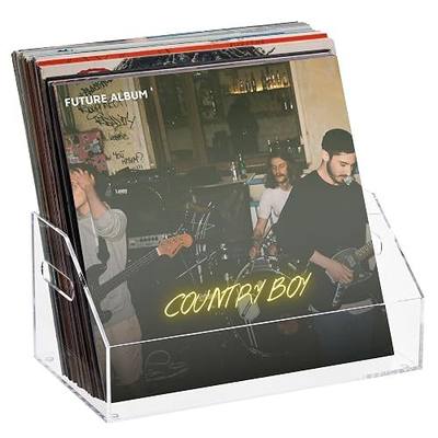 eletecpro Acrylic Vinyl Record Storage, Desktop LP Record Holder, Clear | No Assembly, Fits 7/10/12 '' Album, Large Capacity, Portable Handles, Anti-slip, Modern Office Organizer, Multi-functional