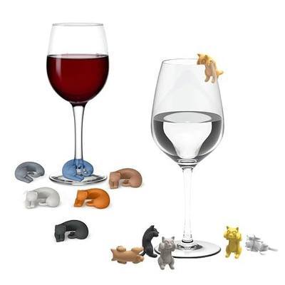 Wine Charms Glass Markers,Silicone Wine Glass Marking Label for Bar Party Cocktail Champagne Stem Glasses