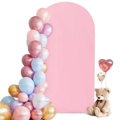 Hemmotop Stretchy Arch Backdrop Cover, Pink, 7.2ft, Wrinkle Free | Double-Sided, Perfect 360° Decor, Spandex, for Wedding, Birthday, Baby Shower Party, Banquet, Reusable for Balloon Arches