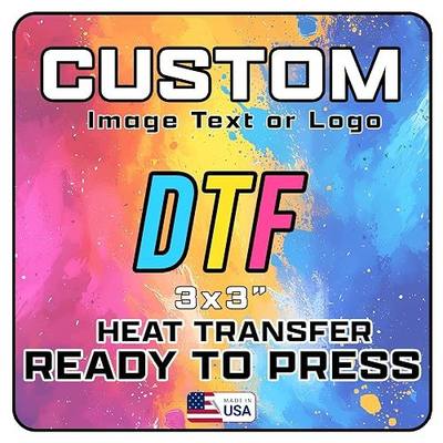 Custom DTF Transfer – Ready-to-Peel Direct-to-Film Iron-On Transfers for T-Shirts, Sweatshirts, Aprons & More – Premium, Vibrant, Durable Heat Transfer for Custom Apparel (Full Color Print, 3x3)