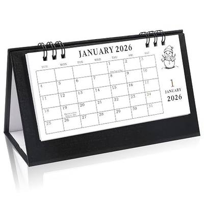 Gannyfer Desk Calendar 2026-2027, Small Standing Flip Desk Calendar, Use from January 2026 to Dec 2027, 24-Month Mini Desktop Calendar for Home, School, Office (6.89" x 3.54" Black)