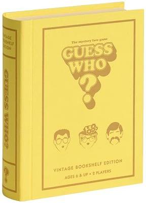 WS Game Company Guess Who? Vintage Bookshelf Edition Kids Deduction Game | Classic Family Deduction Board Game for Kids and Adults, Linen-Wrapped Book Box, Integrated Storage, 2 Players Ages 6 and Up
