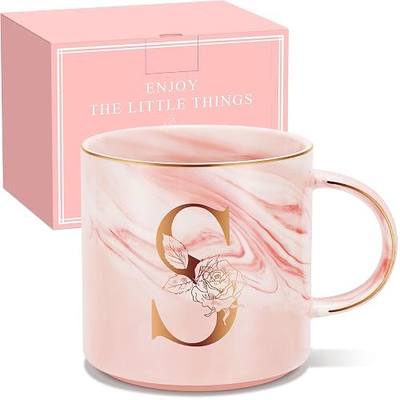 Uwingess Birthday Gifts for Women, Initial Mug with Gift Box, Personalized Monogram Letter Coffee Mug for Mom Friend Sister Teacher Coworker