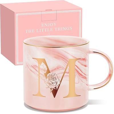 Uwingess Birthday Gifts for Women, Initial Mug with Gift Box, Personalized Monogram Letter Coffee Mug for Mom Friend Sister Teacher Coworker