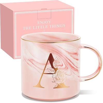 Uwingess Birthday Gifts for Women, Initial Mug with Gift Box, Personalized Monogram Letter Coffee Mug for Mom Friend Sister Teacher Coworker