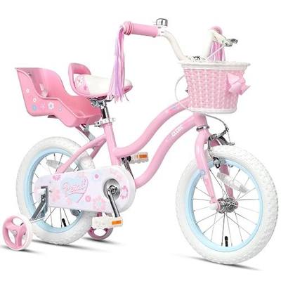 Glerc Petal Girls Bike 12-18 Inch for Ages 2-9, Kids Bike with Training Wheels, Basket & Streamers, Princess Style Kids Bicycle, for Girls
