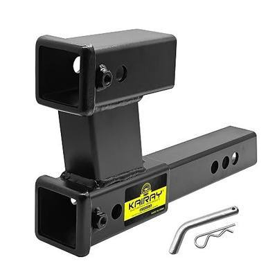 KAIRAY Double Hitch Receiver, 2 inch Trailer Dual Hitch Extension Riser, Hitch Adapter Fits for 2 inch Receiver Extender to 10 inch Max Length, 6 Inch Riser/Drop
