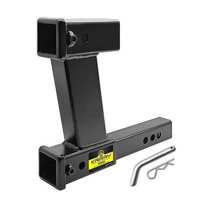 KAIRAY Double Hitch Receiver, 2 inch Trailer Dual Hitch Extension Riser, Hitch Adapter Fits for 2 inch Receiver Extender to 10 inch Max Length, 10 Inch Riser/Drop