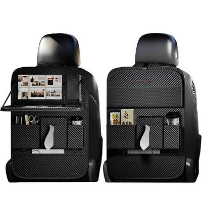 XDV Car Seat Organizers,Multi-functional Back Seat Protectors, Storage Pouches, and Tray Holders (for Cars, Kids, Seat Back and Rear Seats) (Carbon Fiber, 2 Pcs)