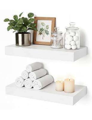 Floating Shelves for Wall 12 inch White Shelves Bathroom | Bedroom and Living Room Wall Shelves & Book Shelf, Hanging Shelf, Modern Wooden Wall-Mounted Floating Shelf, Set of 2