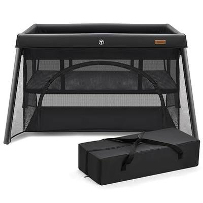 HARPPA Rossi Travel Crib, Portable Baby Playard with Pad, Bed for Toddlers | 3-in-1 Playpen, Reinforced Corner Fabric Sleeves, Lightweight Backpack, Breathable Mesh Sides, Zipper Door, Home or Trips Use