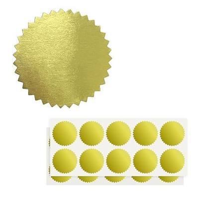 2 inch Round Gold Foil Stickers for Embossing 200 Pcs, Wmiwulien Blank Self Adhesive Notary Embosser Seal Stickers with Serrated Edge for Certificate Package, Envelope, Wafer, Awards Legal Metallic