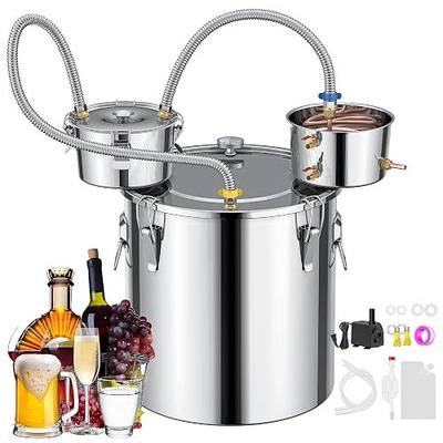 CAMMOO 3 Pots 13.2Gal/50L Moonshine Still Kit Complete with Thumper and Condenser, Thermometer, Submersible Pump, Stainless Steel Alcohol Distiller Home Brewing Kit for DIY Whiskey Wine Brandy
