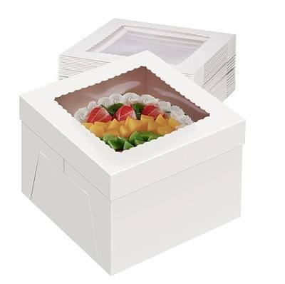 30Pack Cake Boxes 10x10x8, White Bakery Boxes with Window for Transporting Cakes, Professional Fathers Day Cake Packaging(30pcs boxes)