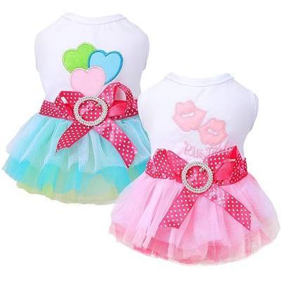 2 Pack Dog Clothes for Small Dogs Girls Cute Princess Puppy Dresses Tutu Pet Dress Outfit Female Dog Dresses Chihuahua Yorkie (XX-Small)