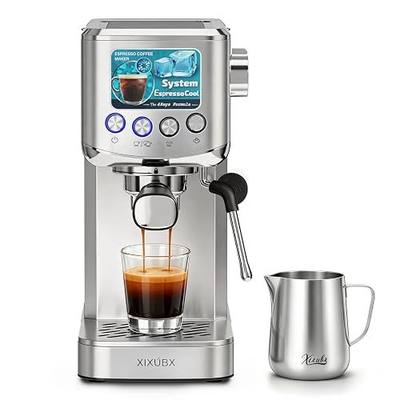 XIXUBX 20 Bar Espresso & Cold Brew Coffee Maker with Milk Frother, 42oz Removable Tank, Stainless Steel, Perfect for Cappuccino, Latte, Home & Office, Silver