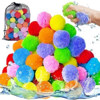 100Pcs Water Balls Toy,Water Soaker Balloons,Reusable Summer Pool Toys for Outdoor Toys and Games,Beach,Backyard Fun with 1pc Mesh Bag