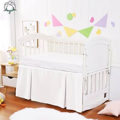 Crib Bed Skirt Dust Ruffle 100% Cotton - Natural, Soft, Breathable for Baby's Delicate Skin, Nursery Toddler Crib Bed Skirt for Baby Boys Girls, Fits Standard Cribs 28" x 52" with 14" Drop