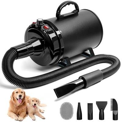 High Velocity Dog Hair Dryer, Pet Dryers, Black | 5.2HP/ 3800W, Professional Dogs Blower Grooming Dryer, Adjustable Temperature and Speed, 4 Nozzles and a Comb