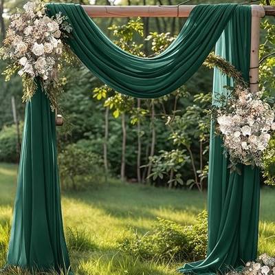 Emerald Green Wedding Arch Draping Fabric Sheer Chiffon Fabric for Draping | 29"×20Ft,1 Panel Drapes Fabric for Drapery Backdrop Ceiling Curtains,for Wedding Baby Bridal Shower Outdoor Ceremony Decor