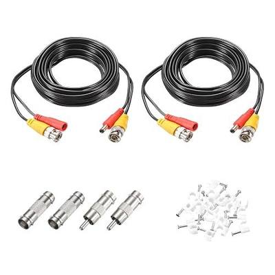 MECCANIXITY BNC Video Power Cable,3m/10ft All-in-One Security Camera Wire Cord DC Extension Wire for CCTV Security DVR Camera System Installation Plug & Play Cord,2 Set Black