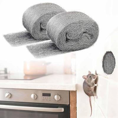 0000 Steel Wool with Scissor & Glove, 2 Rolls for Steel Wool Mice Control | 9.8ft length, 2.75in width, ultra fine metal fiber, mouse hole filler, breathable gap blocker, for Garden Vents and Garages
