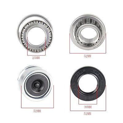 2 Set Fits 25mm Axles Trailer Wheel Hub Bearings Kit,30205 Bearings,TC Seal 30x52x10mm,Equipped with Rubber Plug Dust Cover and Cotter Pin,Bearing Size 25x52x16.25mm.
