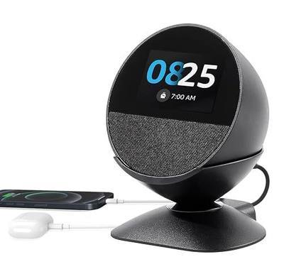 Adjustable Stand for Echo Spot (2024 Release) and Homepod Mini with USB-C and USB-A Charging Ports, 280 Degree Rotating Base and Anti-Slip Silicone Pad for Smartphones & More