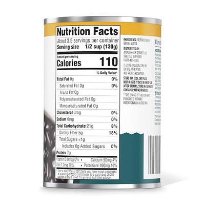 Amazon Grocery, Black Beans, No Salt Added, 15.25 Oz