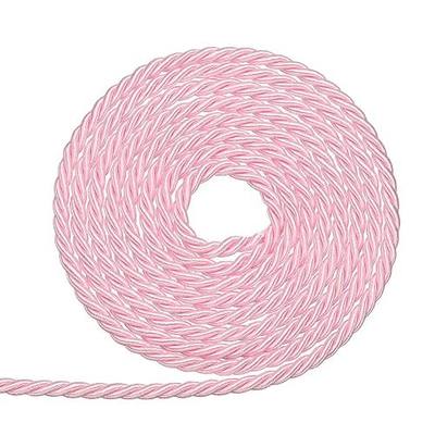 uxcell Twisted Cord Trim, 3mm/11 Yard Trim Cord Rope 3-Ply Polyester Silk Twine Braided Rope for Home Decor Graduation, Light Pink