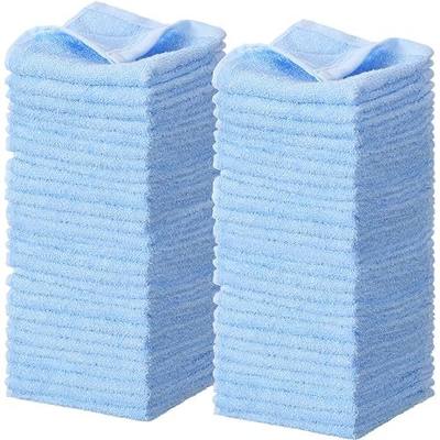 Newwiee 40 Count Wash Cloth Bulk Cotton Bath Hand Face Washcloths Soft Quick Drying Towel for Women Bathroom Washing Body Viscose Fiber Multipurpose Fingertip Rags(10 x 10 Inch,Blue)