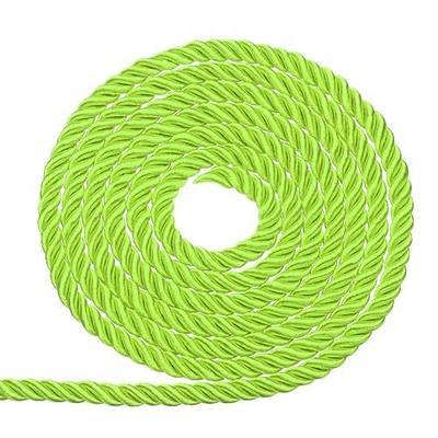 uxcell Twisted Cord Trim, 5mm/11 Yard Trim Cord Rope 3-Ply Polyester Silk Twine Braided Rope for Home Decor Graduation, Bright Green