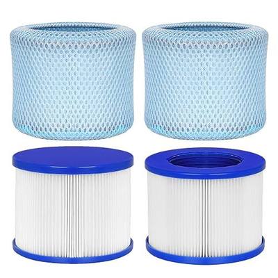 Hot Tub Replacement Filter Cartridges - Compatible with All RELXTIME, ALEKO, Wejoy, Aquaspa Hot Tub More - Screw-in Spa Filters for Inflatable Hot Tubs & Massage Pools (2 filters + 2 filter bags)