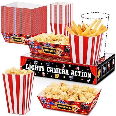 AmazingSpark 108 Pcs/ 36 Sets Movie Night Snack Trays Popcorn Boxes Cardboard Popcorn Buckets Containers Food Trays for Theater Party Decorations(Movie Night)