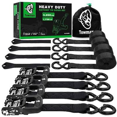 Heavy Duty Ratchet Straps (4 Pack) - Motorcycle Straps Tie Downs 5,208lb Break Strength - 1.5 in x 15ft Ratchet Tie Down Straps,15" Soft Loop Tie Down Straps for Truck, Cargos