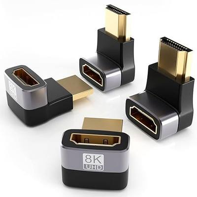 PANPEO 8K@60Hz Right Angle HDMI Adapter, 90 Degree and 270 Degree HDMI Adapter (4 Pack)