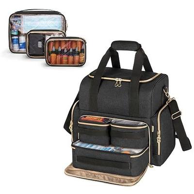 LUXJA Tattoo Travel Case with 3 Removable Pouches, Black | Large Tattoo Bag with Multiple Storage Pockets for Stencil Printer, Inks, Gun Kits, Detachable Shoulder Strap, Trolley Sleeve
