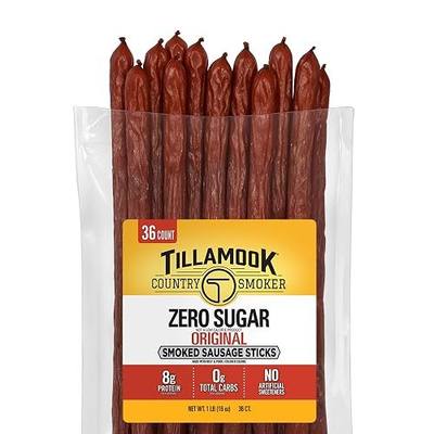 Tillamook Country Smoker Smoked Sausage, Zero Sugar, Original, 16 Ounce (36 Count Meat Sticks) Real Hardwood Smoked Sausages, Low Carb, High Protein Ready to Eat Keto Snack