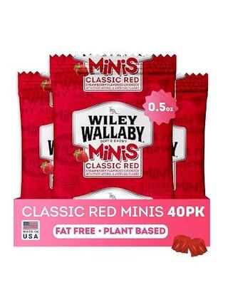 Wiley Wallaby Classic Red Strawberry Mini Licorice Candy, 0.5oz, 40Pk | Individually Wrapped Bite-Sized Pieces, Plant-Based, Australian-Style and Perfect for Lunch Boxes, Travel & Sharing