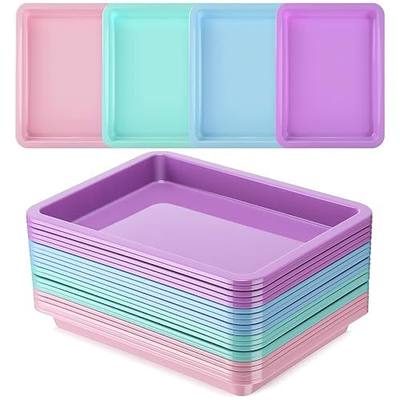 Mimorou 20 Pcs Small Plastic Art Sand Trays Multicolor Stackable Activity Sensory Tray Paint Mixing Crafts Organizer Serving Accessories for DIY Bead Painting, 9.65 x 7.28 x 0.9 Inch(Fresh Color)