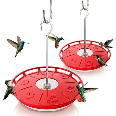 Kingsyard 2 Pack 16 OZ Disc Hummingbird Feeders for Outdoors Hanging, 6 Bee Proof Feeding Ports Leak-Proof Humming Nectar Bird Feeder, Ant Moat Easy Clean, Jelly Oriole Feeders, Garden Décor Gifts