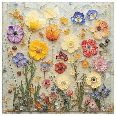 Jigsaw Puzzles for Adults 1000 Pieces, Colorful Pretty Plant Floral Square Challenging Unique Puzzle for Game Night Family Home Decor, 24x24 Inches, Stone Flowers