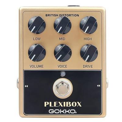 GOKKO GK-36 PLEXIBOX British Amp Simulator Overdrive Pedal | All-analog British amp-style overdrive with 3-band EQ, Volume, Voice and Drive controls for vintage to heavy tones.