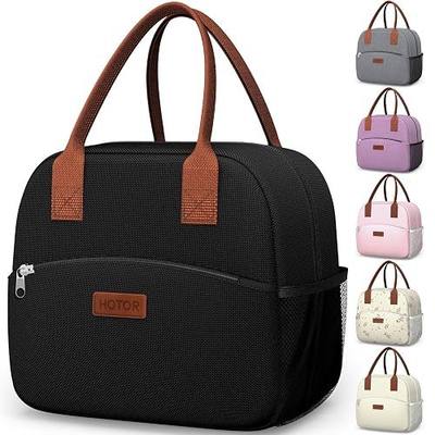 HOTOR Lunch Bag for Women & Men - Wear-Resistant Insulated Lunch Box with Large Capacity, Multi-Functional Cooler Bag for Office, Picnic, Black, 10L,10.60" x 5.90" x 9.50"