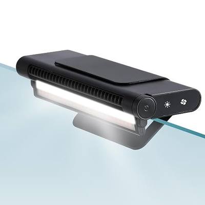 BAOSHISHAN Aquarium Chiller Fan with 3 Modes Lighting | 4000RPM Adjustable Speed, Cooling Effect 3-5℉, 45° Rotation Aquarium Cooler, Fits 20-Gallon Rimless Aquarium (Glass <1.1")